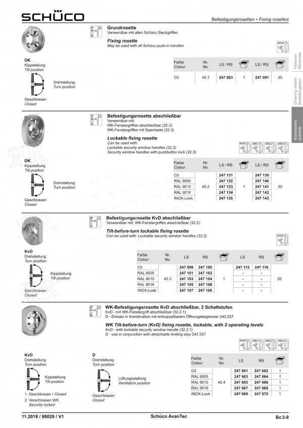 Крепежная розетка цвет: RAL 9016 - белый   Schuco 247134