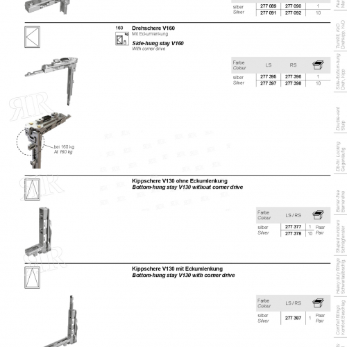 Откидные ножницы без передаточного уголка V130 Schuco 277377